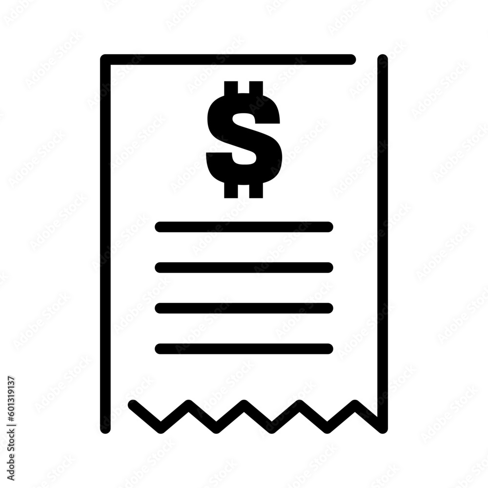 shopping bill receipt thin line outline Icon button shopping bill receipt thin line outline Icon button