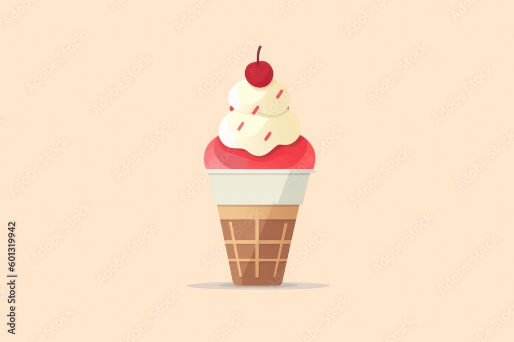 ice cream cone on a colored background. icon.Generative AI ice cream cone on a colored background. icon.Generative AI