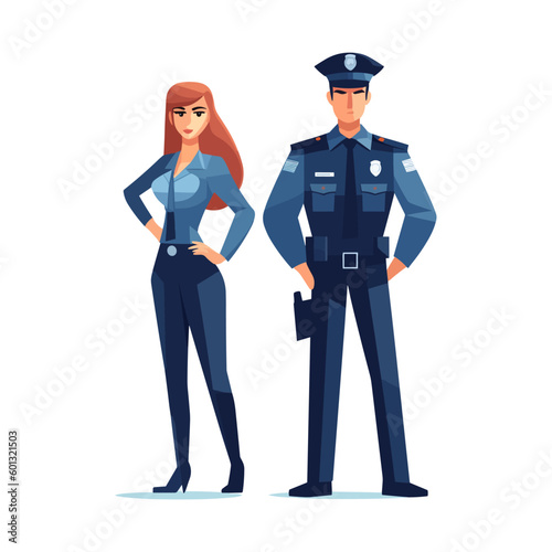 male and female police character vector design 02