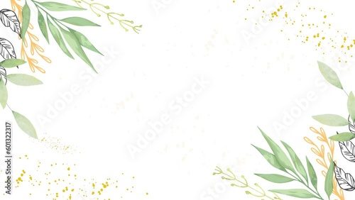 Elegant floral animation on white background with hand drawn leaves and flowers
