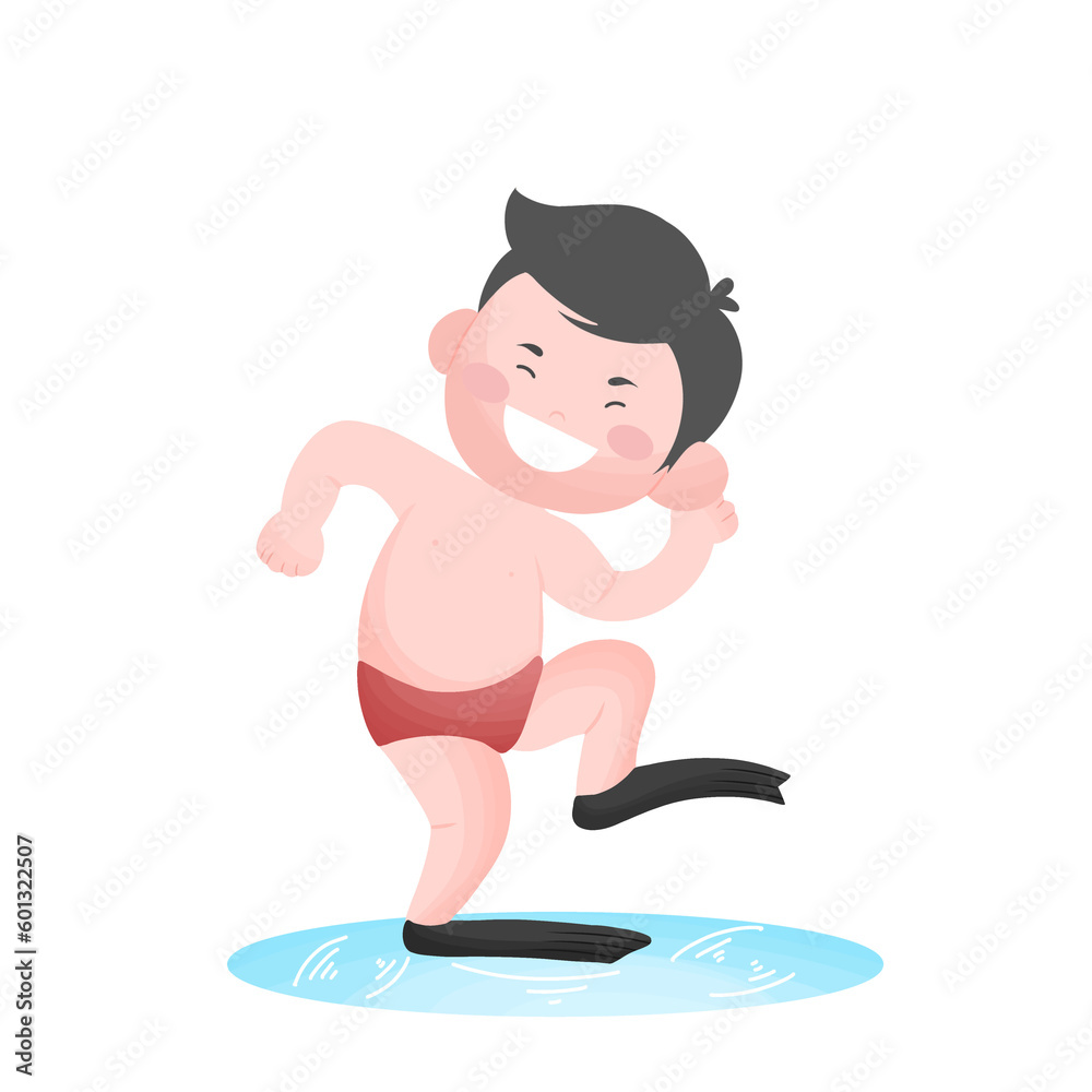 young boy go swimming young boy go swimming