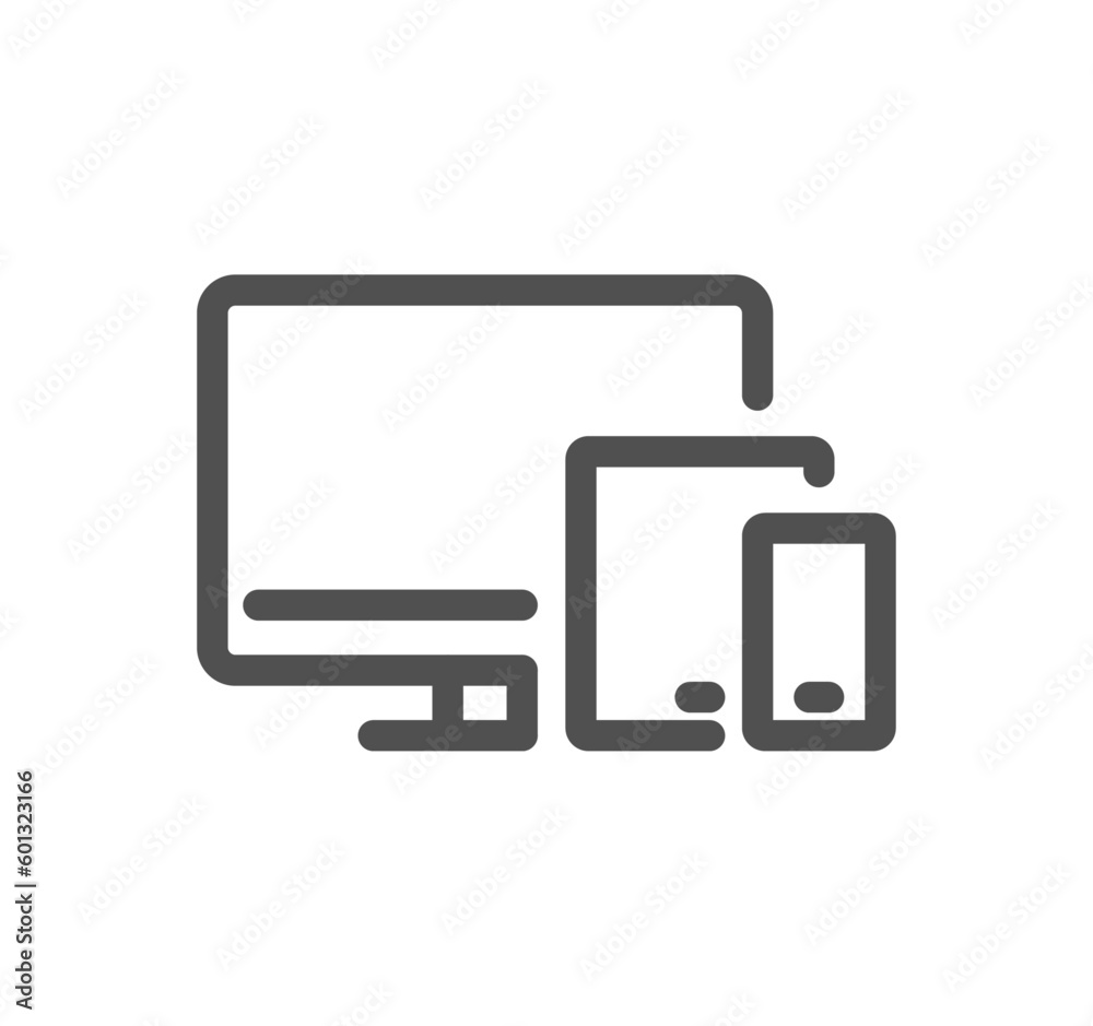 Personal devices related icon outline and linear vector. Personal devices related icon outline and linear vector.