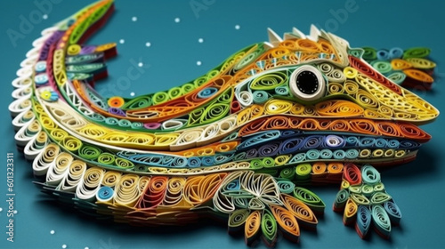 multi-dimensional origami quilling style illustration  paper quilling style  origami art  generative AI
