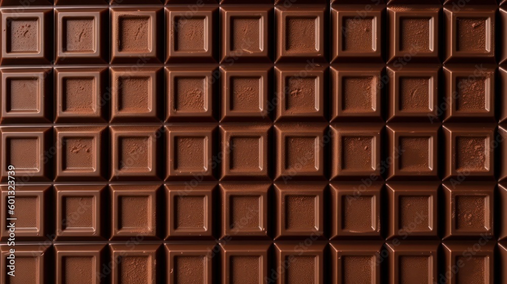 dark chocolate bar, sweet dessert as background. Generative AI