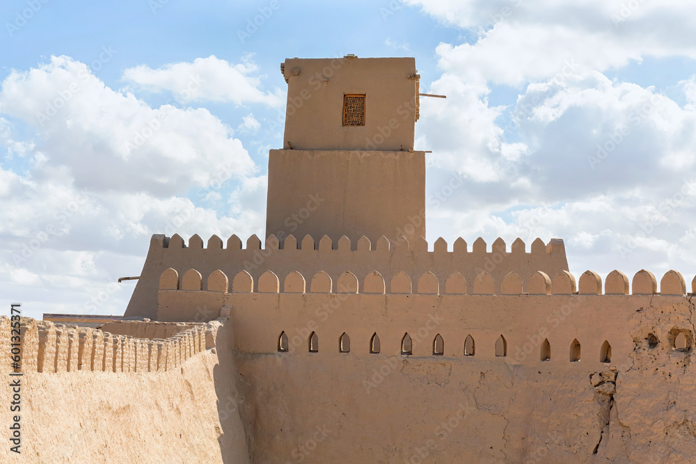 Tower in an ancient fortress Ichan-Kala. the city of Khiva (Xiva). Uzbekistan