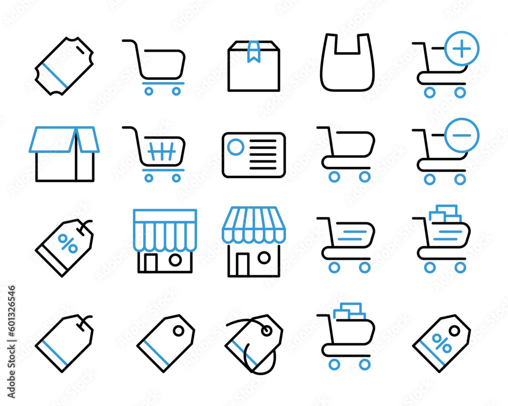 Set of Shopping and Market icon. Store pack symbol template for graphic and web design collection logo vector illustration. Set of Shopping and Market icon. Store pack symbol template for graphic and web design collection logo vector illustration.