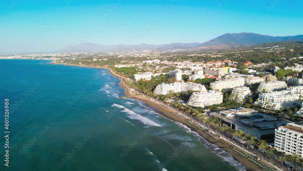 Marbella, Andalusia. Beauiful aerial view of cityscape along the coast at dawn Marbella, Andalusia. Beauiful aerial view of cityscape along the coast at dawn