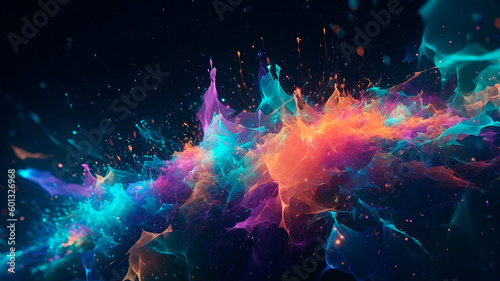  background with modern graphics elements of rainbow colors. High quality Generative AI