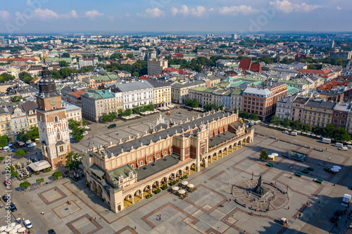 Wallpaper Mural Kraków Cloth Hall - drone aerial view - Main Market Square on sunny day, Poland Torontodigital.ca