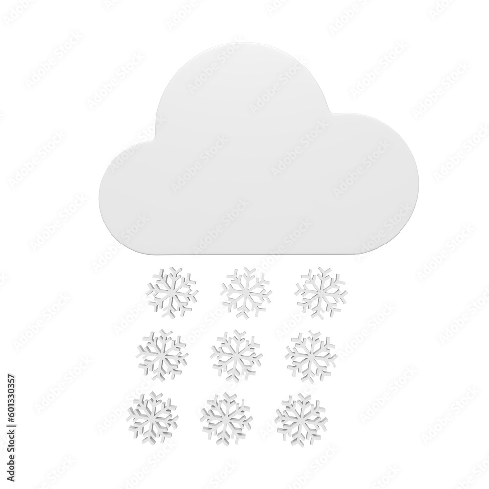 3d icon of white snow falling from the clouds 3d icon of white snow falling from the clouds