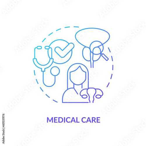 Medical care blue gradient concept icon. Health care. Medical community. Healthcare provider. Womens right. Reproductive health abstract idea thin line illustration. Isolated outline drawing