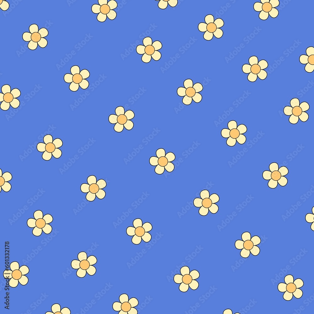 seamless pattern with flowers blue