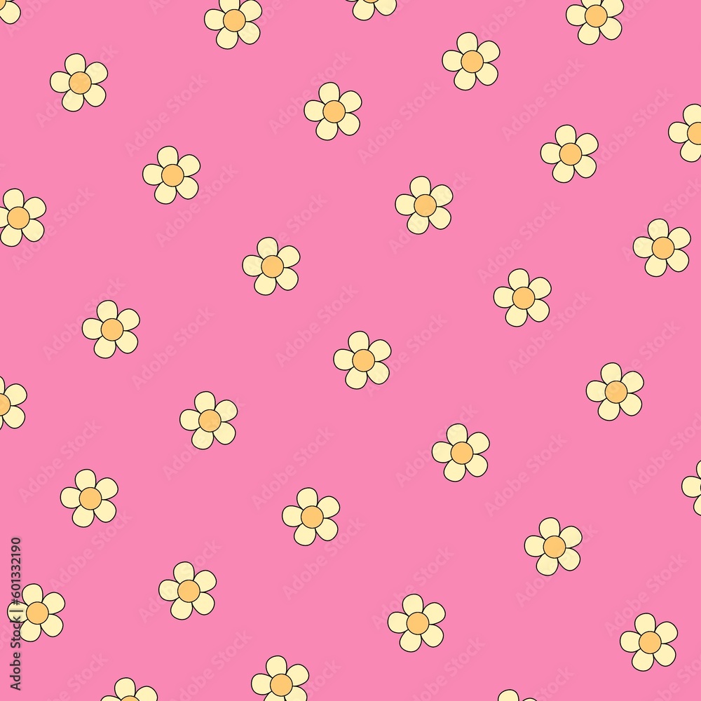 seamless pattern with flowers pink