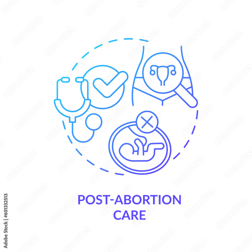 Post abortion care blue gradient concept icon. Emergency medical service. Life saving. Abortion clinic. Reproductive health abstract idea thin line illustration. Isolated outline drawing