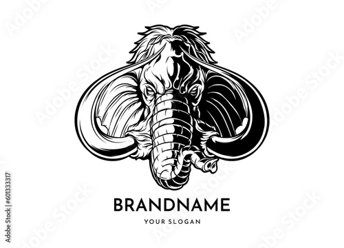 Mammoth head face logo vector icon