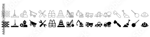 Building vector icon set. construction illustration sign collection. equipment symbol or logo.