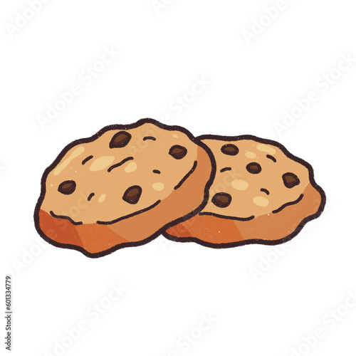 Chocolate chip cookie, chocolate cookie icon, drawing, sticker, cute cookie icon.