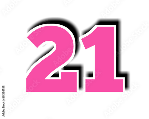 illustration of number twenty one 21 on white background 