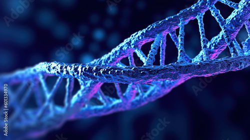 Blue DNA structure isolated background. Generative Ai