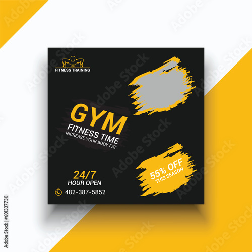 Gym social media instagram fitness banner template