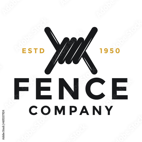 Simple Fence Wire Logo design. Perfect for fence building company.
