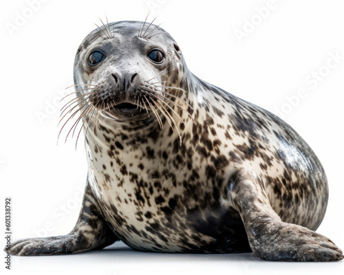 photo of harbour seal isolated on white background. Generative AI