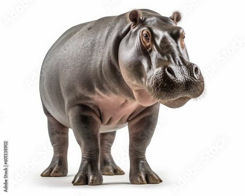 photo of hippopotamus isolated on white background. Generative AI