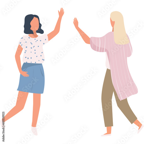 Woman friends greeting on meeting isolated vector