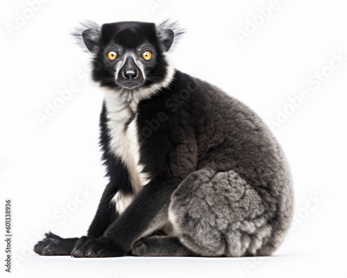 photo of indri isolated on white background. Generative AI