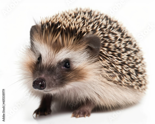 photo of hedgehog isolated on white background. Generative AI