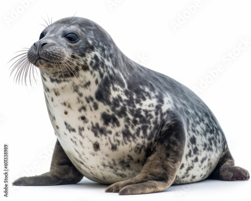 photo of hooded seal isolated on white background. Generative AI