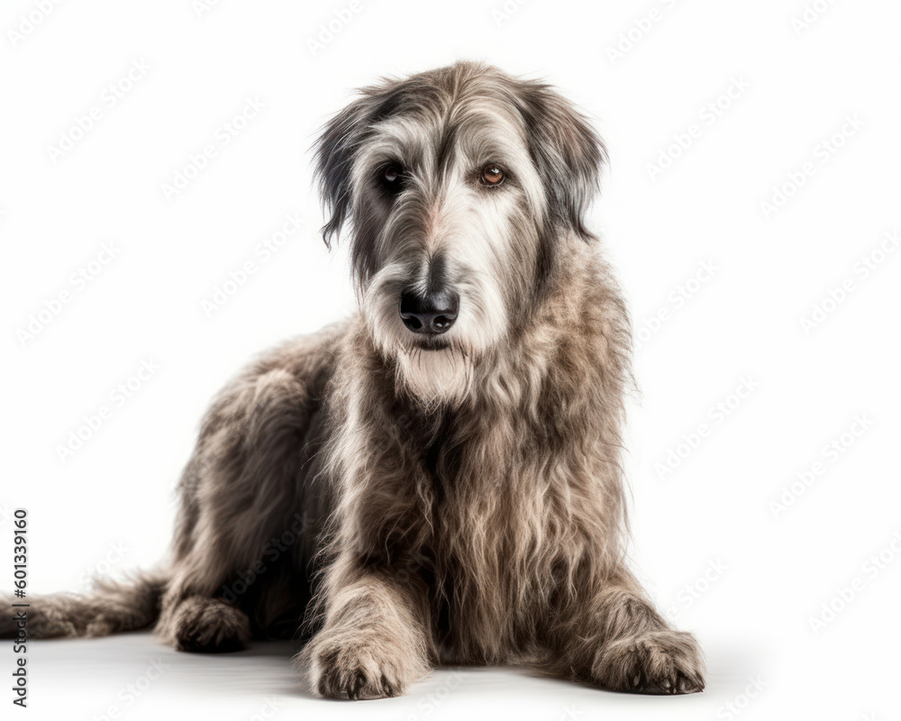 photo of Irish wolfhound isolated on white background. Generative AI photo of Irish wolfhound isolated on white background. Generative AI