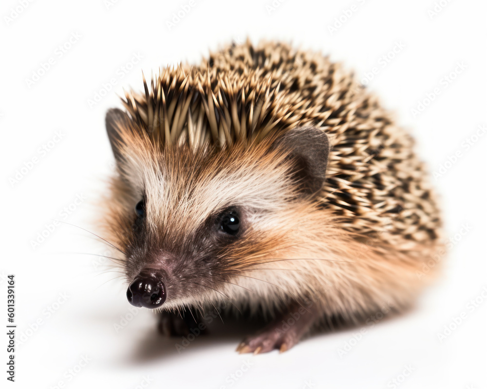 photo of hedgehog isolated on white background. Generative AI photo of hedgehog isolated on white background. Generative AI