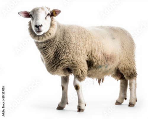 photo of Hampshire sheep isolated on white background. Generative AI