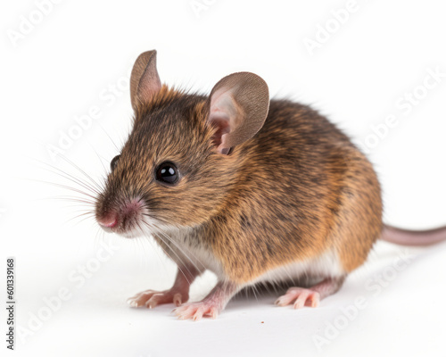 photo of house mouse isolated on white background. Generative AI