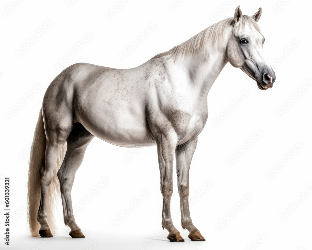 Hackney show horse isolated on white background. Generative AI Hackney show horse isolated on white background. Generative AI