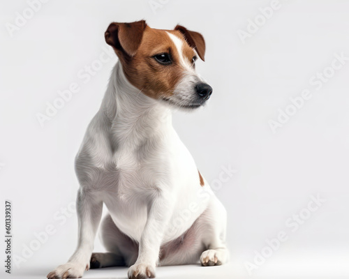 photo of Jack Russell Terrier isolated on white background. Generative AI
