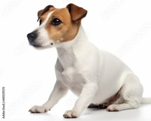 photo of Jack Russell Terrier isolated on white background. Generative AI © Bartek
