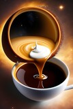 A cup of coffee with a swirl of liquid