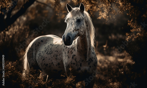 photo of horse in its natural habitat. Generative AI photo