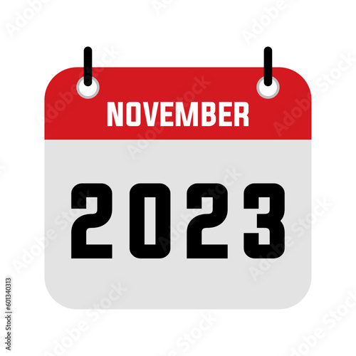 calendar - November 2023 icon illustration isolated vector sign symbol. Calendar icon. November 2023