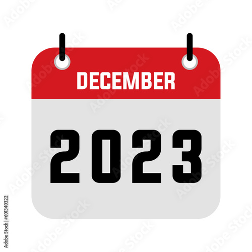calendar - December 2023 icon illustration isolated vector sign symbol. Calendar icon. December 2023