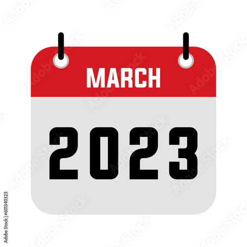 calendar - March 2023 icon illustration isolated vector sign symbol. Calendar icon. March 2023