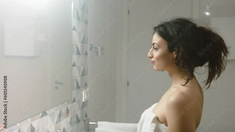 Girl sings in front of the mirror Girl sings in front of the mirror