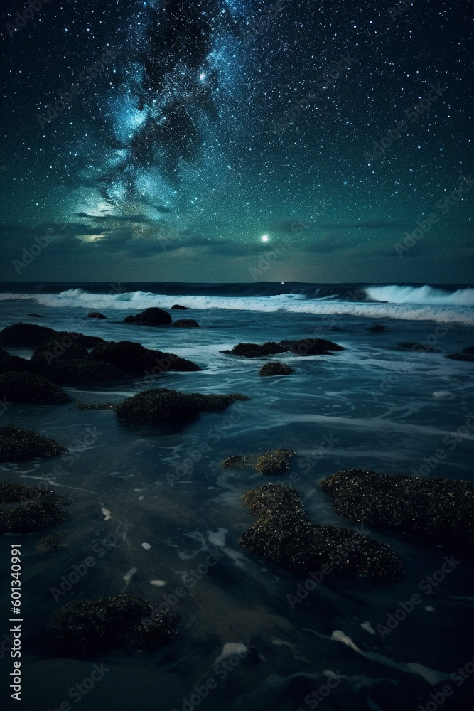 Beautiful night by the beach generative AI Beautiful night by the beach generative AI