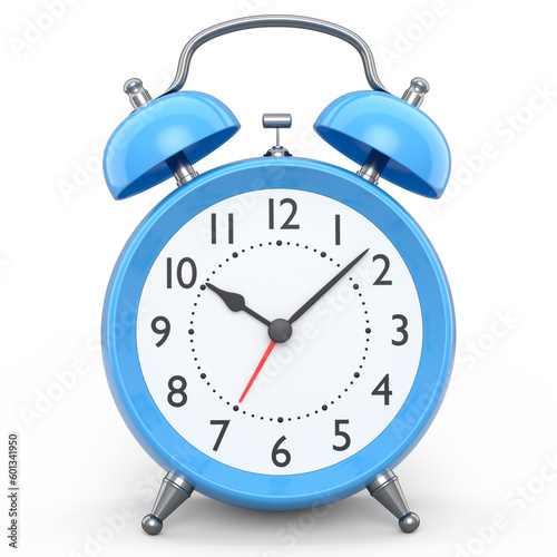 Vintage alarm clock on white background. 3d render concept of wake up time