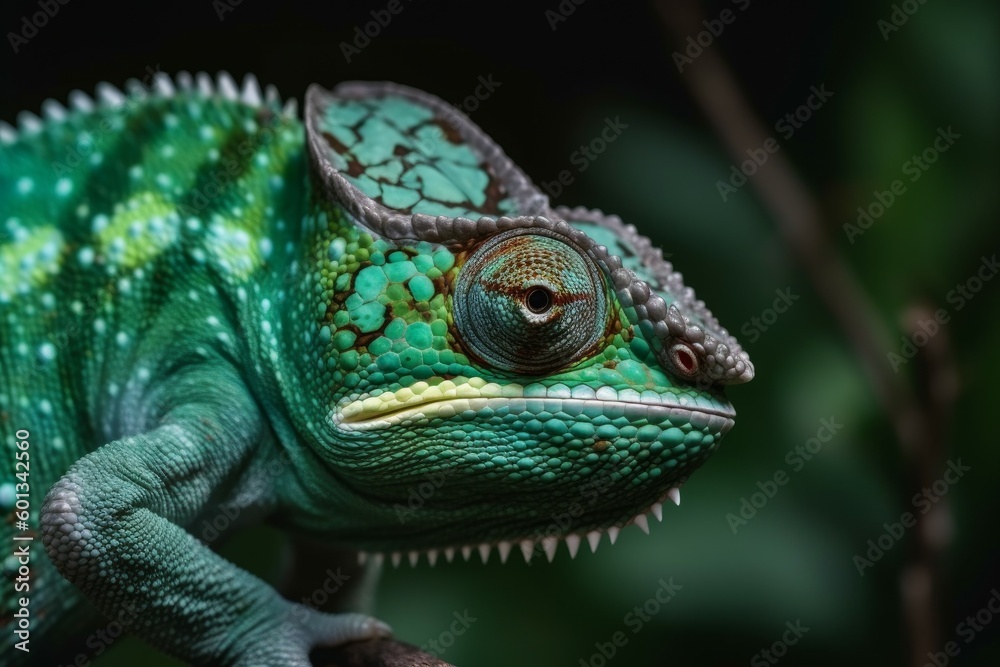 Green chameleon closeup natural. Generate Ai Green chameleon closeup natural. Generate Ai