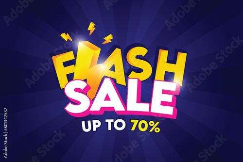 Flash Sale Shopping banner with Thunder sales banner template design for social media and website. Special Offer, Limited Only time and Flash Sale campaign