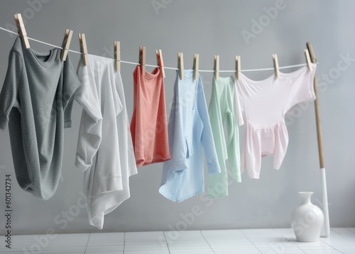 Clothes drying home. Generate Ai