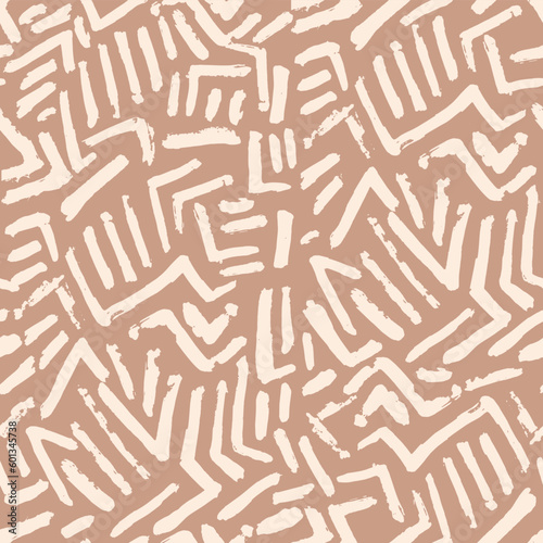 Hand Painted Tribal. Decorative seamless pattern. Repeating background. Tileable wallpaper print.